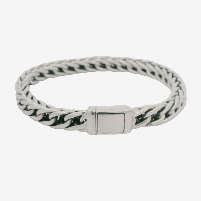 Men's Silver Square Curb Link Bracelet, 22cm
