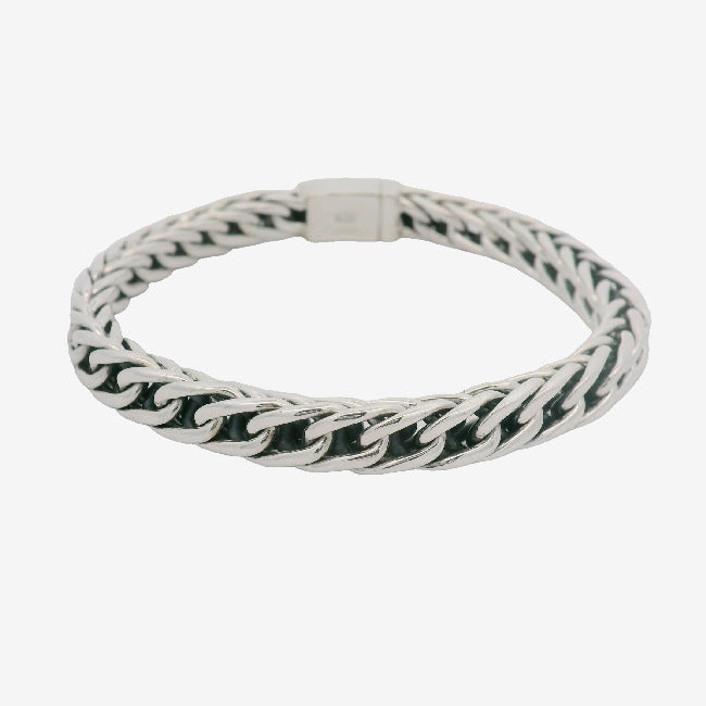 Grace & Co Men's Silver Square Curb Link Bracelet, 22cm