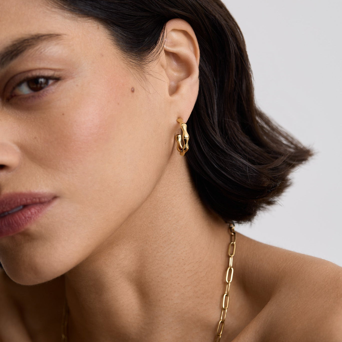 D.Louise Gold Bamboo Hoop Earrings