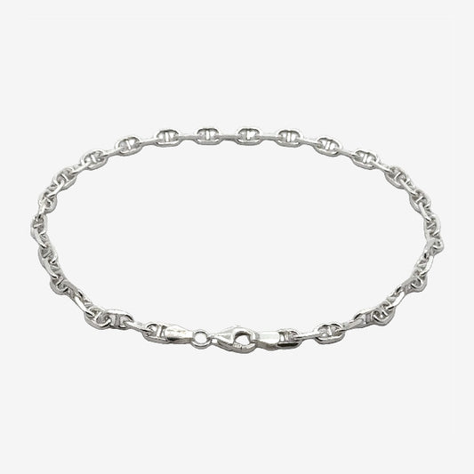 Men's Silver Anchor Link Bracelet, 22cm