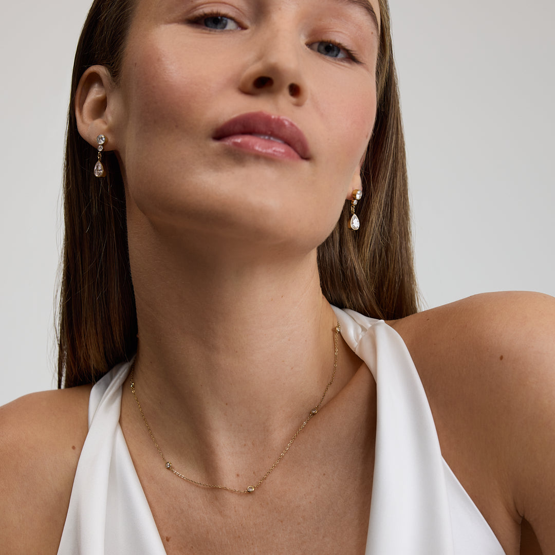 D.Louise Gold Multi Stone Chain Necklace