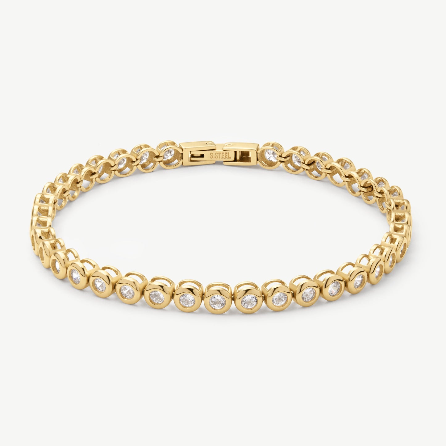 D.Louise Gold Classic Bezel Tennis Bracelet