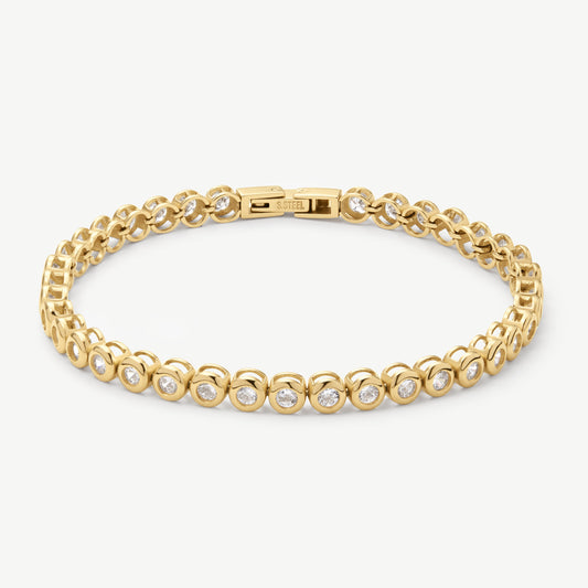 D.Louise Gold Classic Bezel Tennis Bracelet