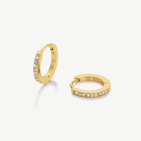 Gold Tennis Huggie Hoop Earrings