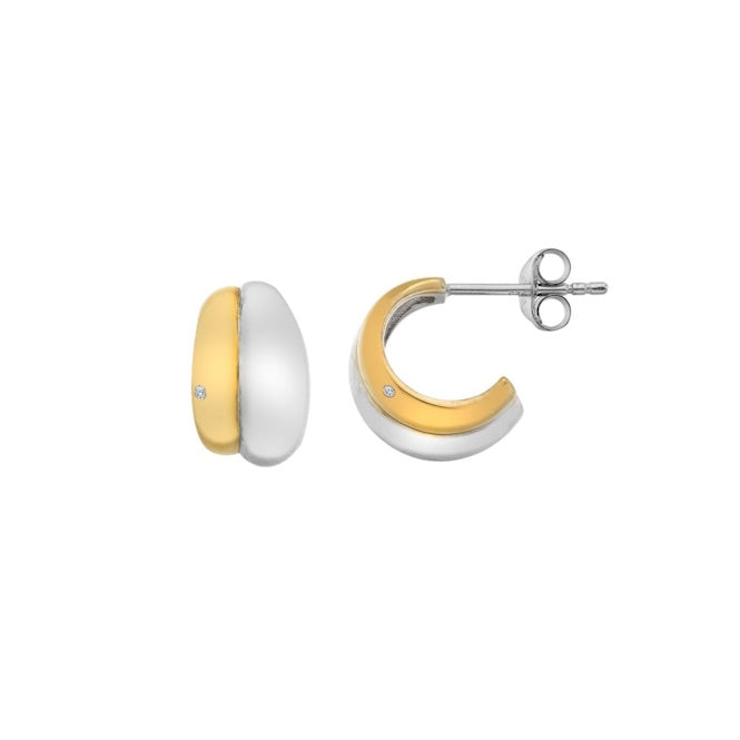 Silver & Gold Droplet Two Tone Earrings