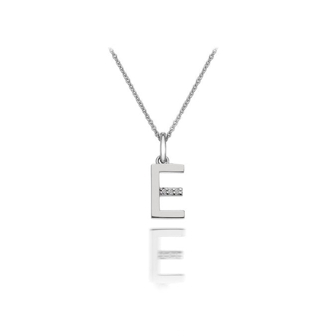 Silver E Micro Pendant Necklace