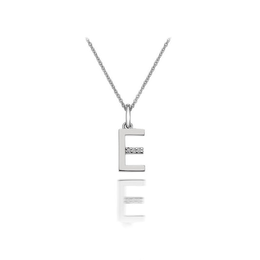 Silver E Micro Pendant Necklace