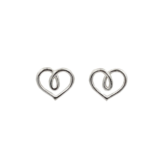 Fancy Heart Mum Earrings in Sterling Silver