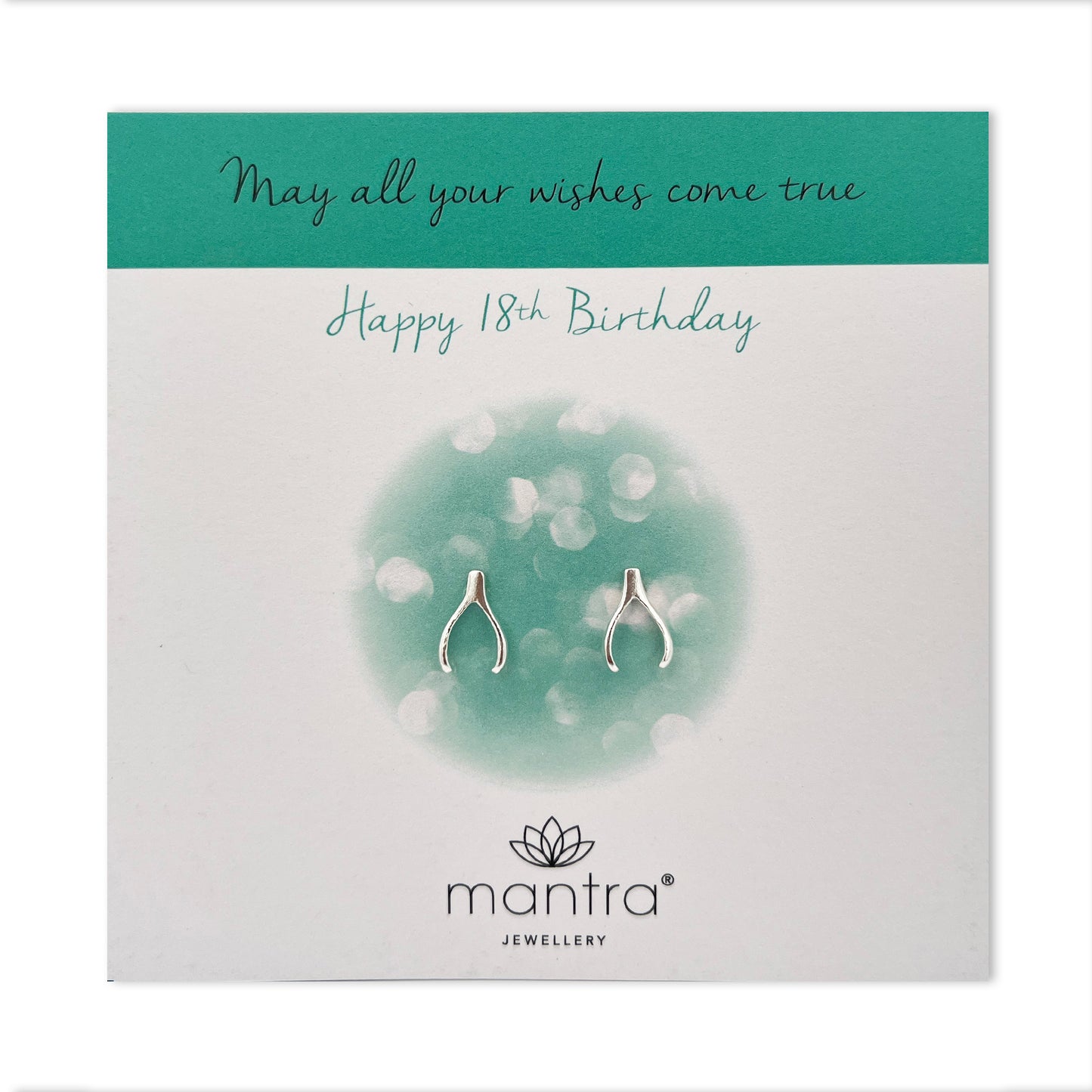 18th Birthday Wishbone Earrings in Sterling Silver