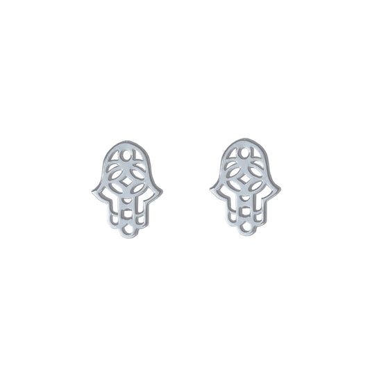 Hamsa Hand Earrings in Sterling Silver