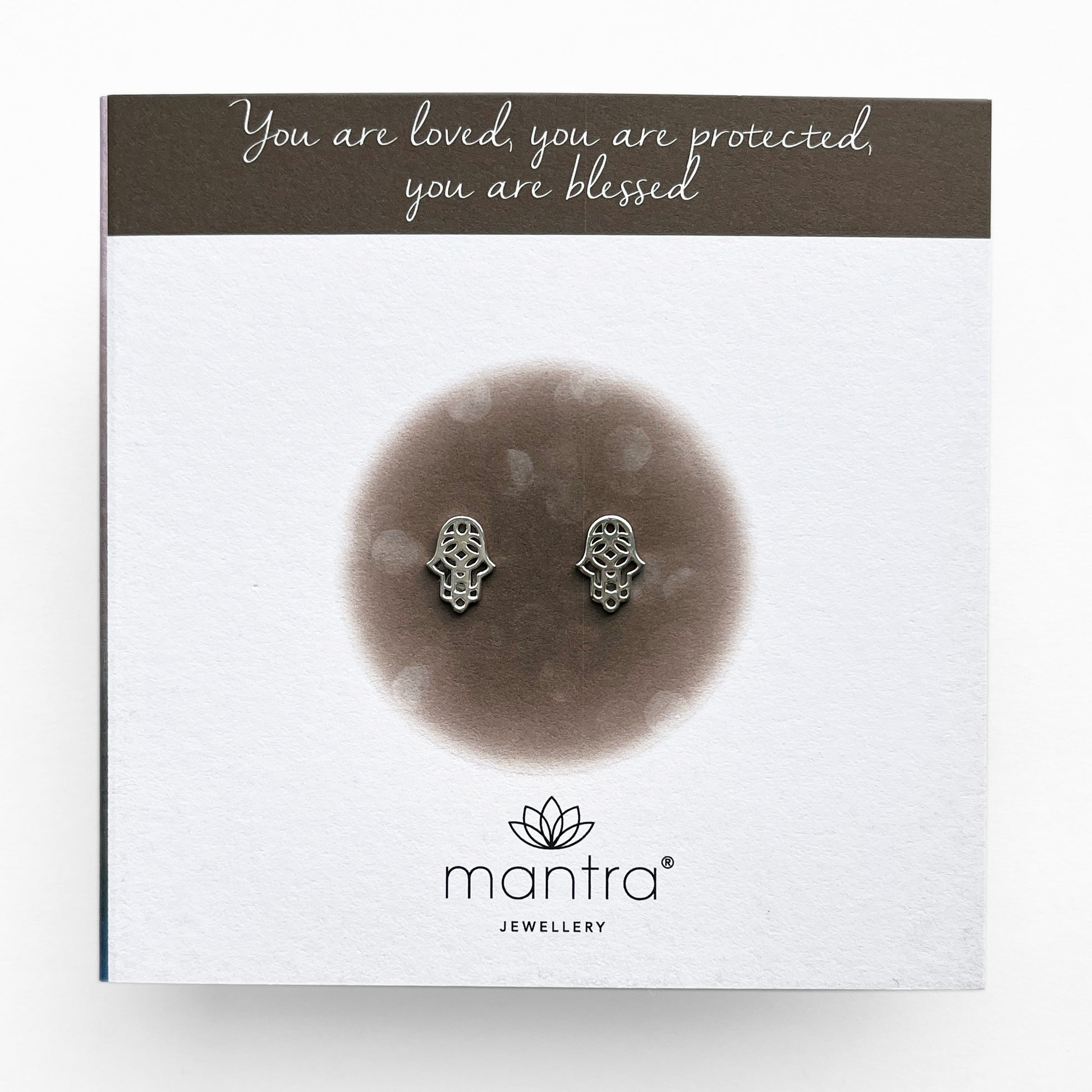 Mantra Jewellery Hamsa Hand Earrings in Sterling Silver