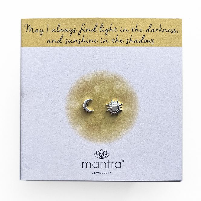 Mantra Jewellery Moon & Sun Earrings in Sterling Silver