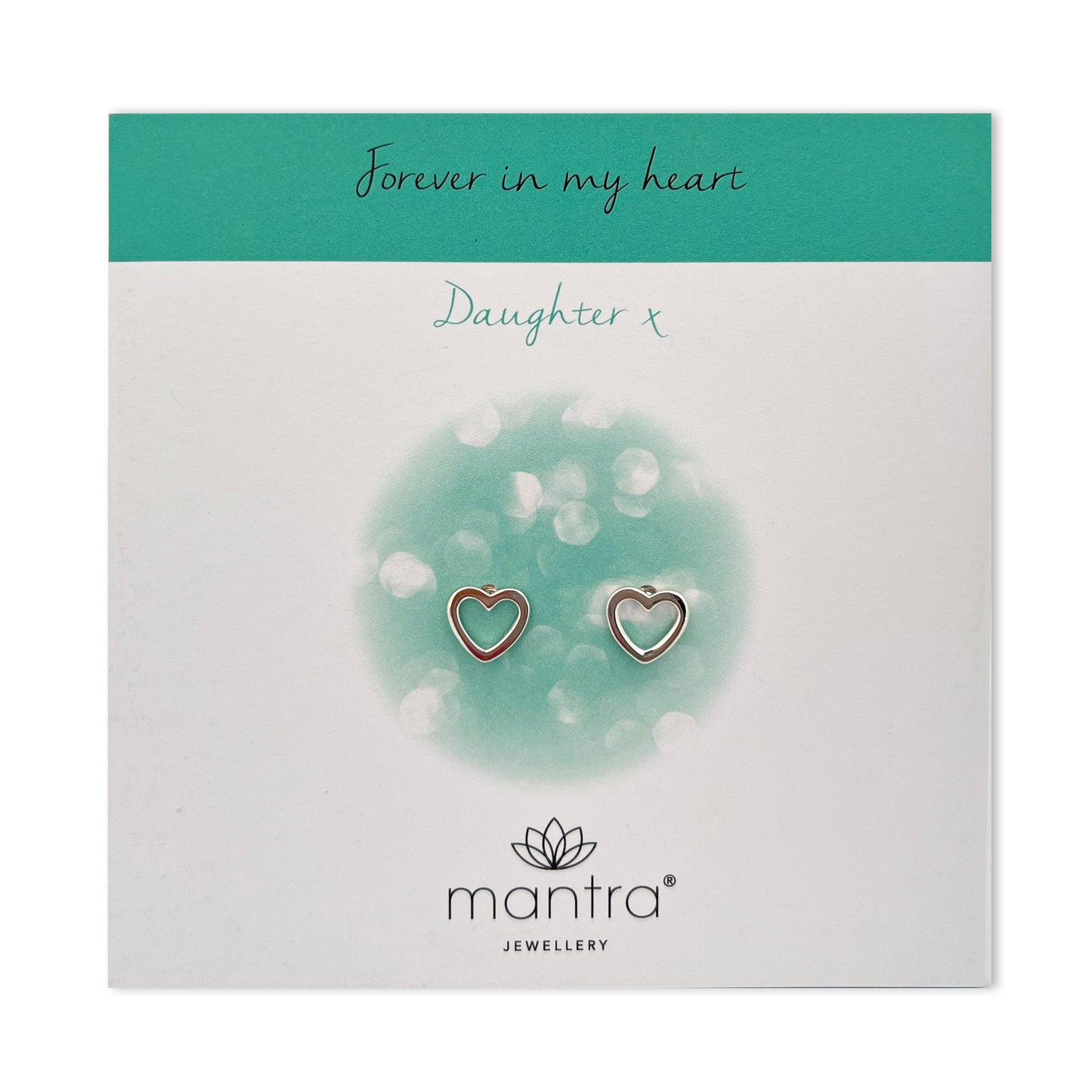 Daughter Open Hearts Earrings in Sterling Silver