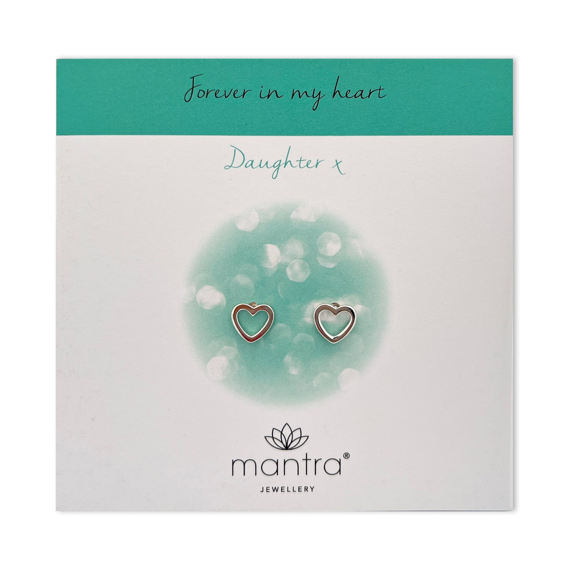 Mantra Jewellery Daughter Open Hearts Earrings in Sterling Silver