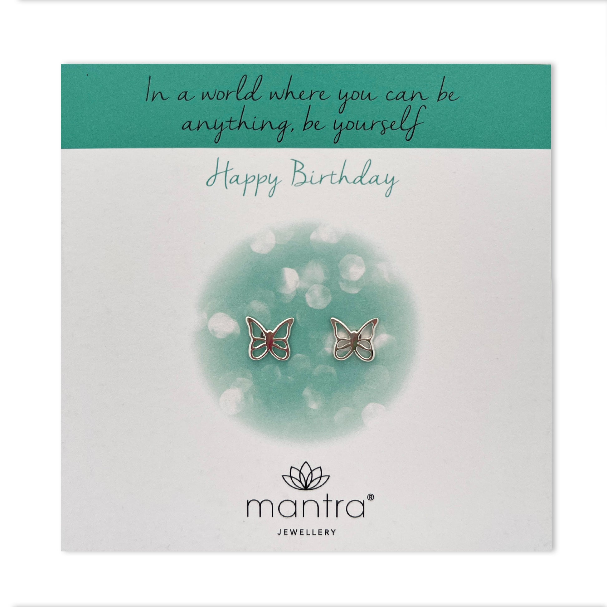 Mantra Jewellery Birthday Butterfly Earrings in Sterling Silver