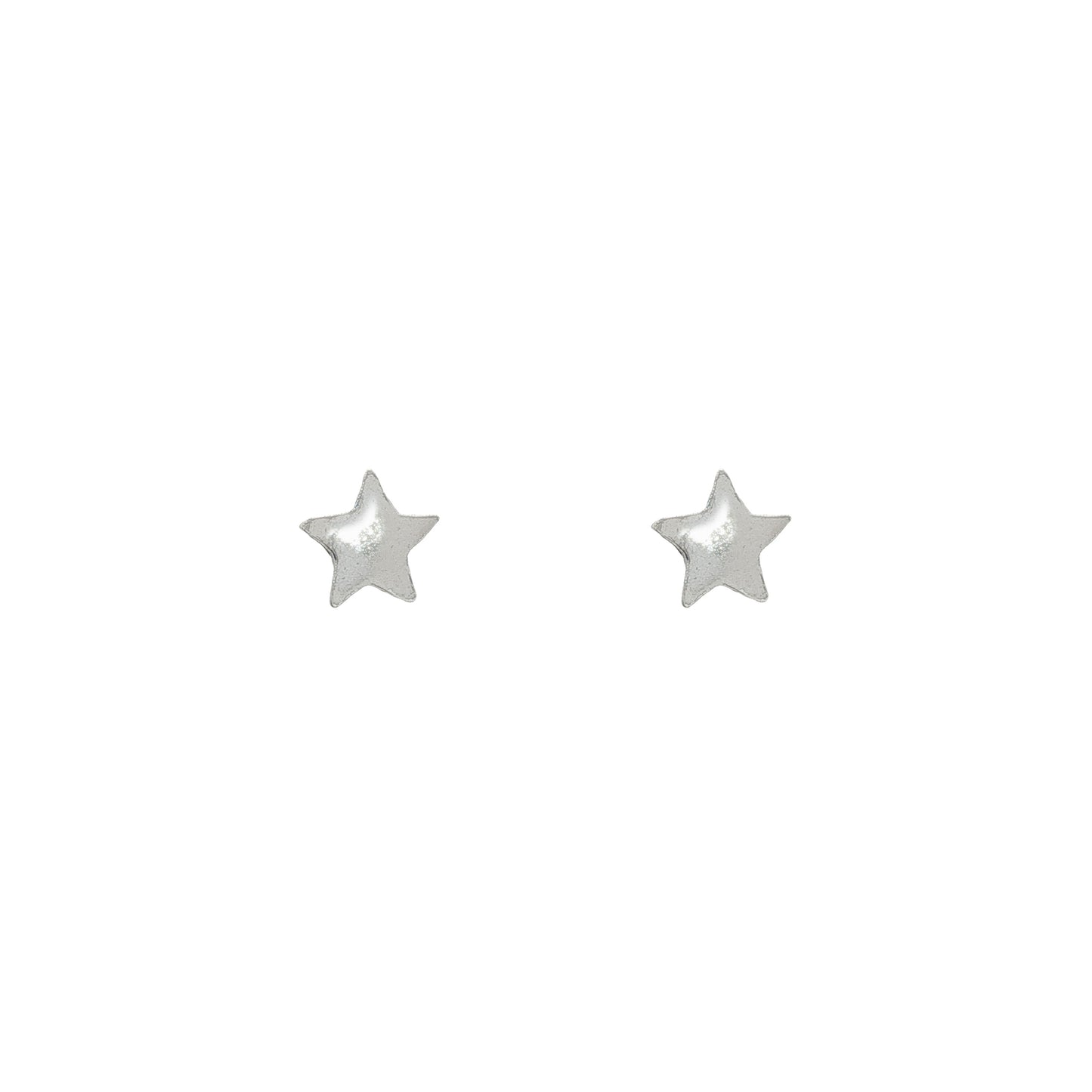 Silver Polished Star Stud Earrings