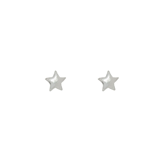Silver Polished Star Stud Earrings