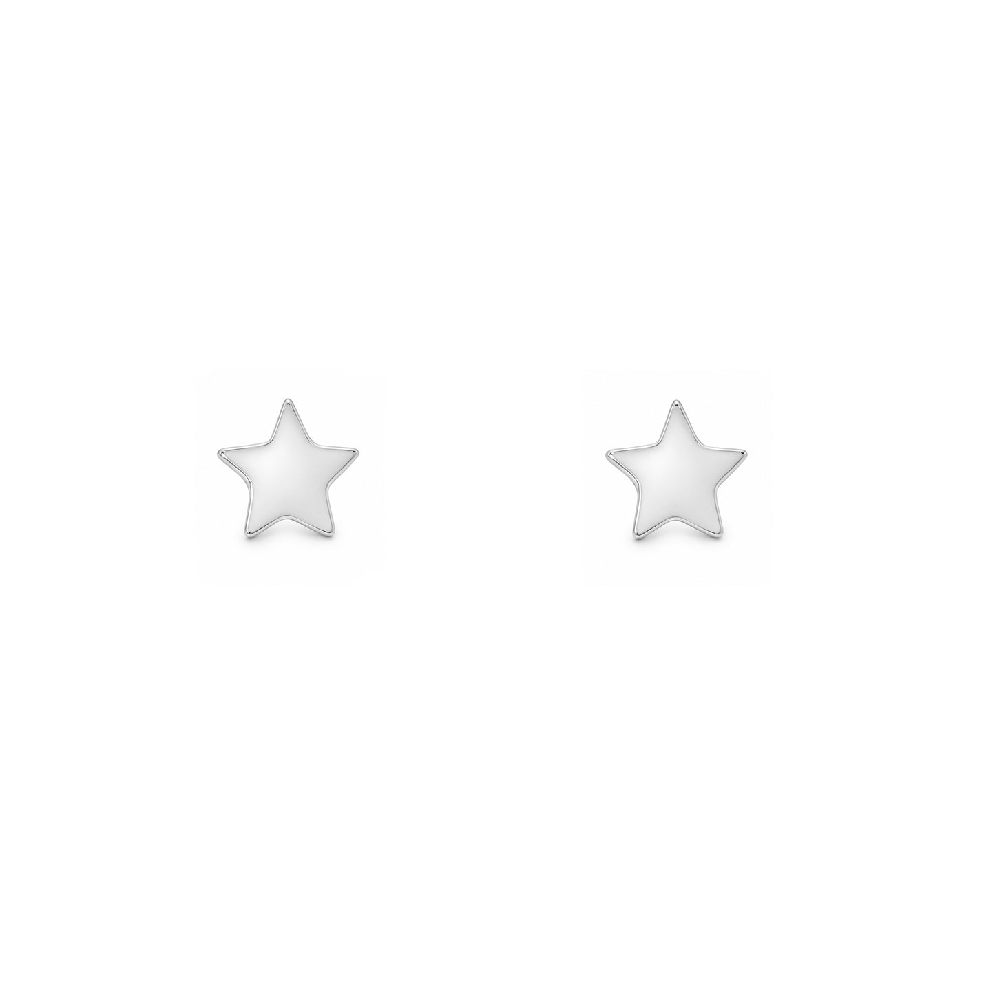 Silver Polished Star Stud Earrings