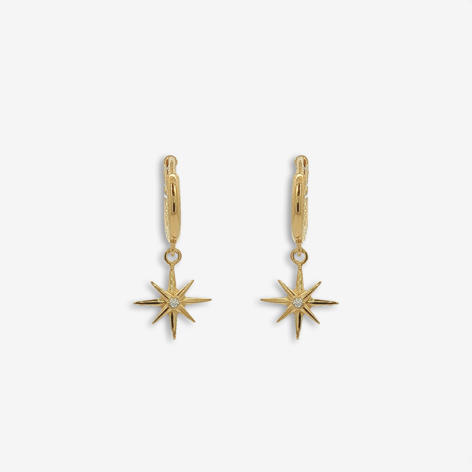 Grace & Co Gold Small Sparkly Star Pendant Hoop Earrings