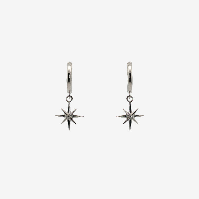 Grace & Co Silver 10mm Hoop Featuring a Star with CZ