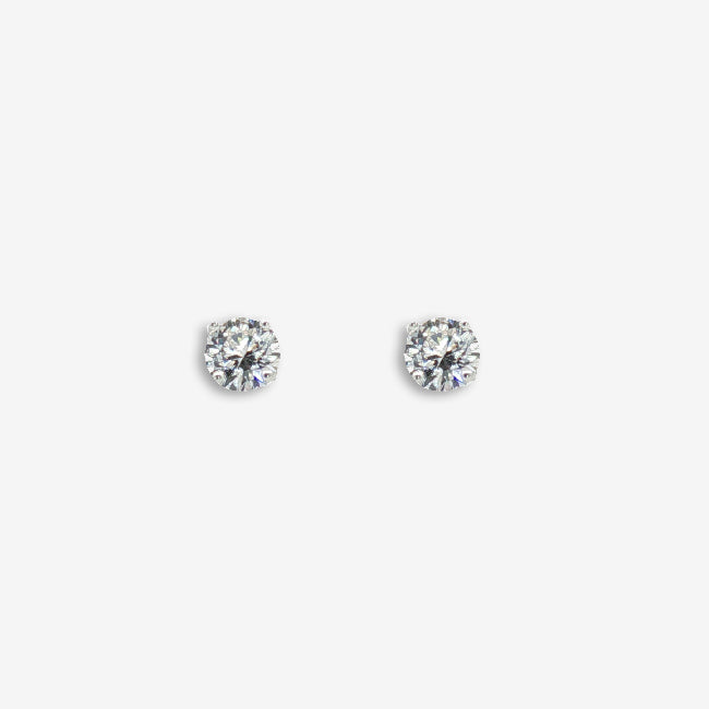 Grace & Co Silver & CZ Clear 4mm Stud Earrings
