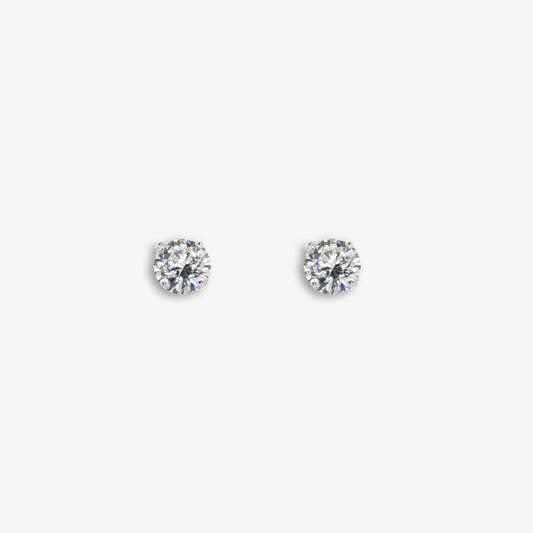 Silver & CZ Clear 4mm Stud Earrings