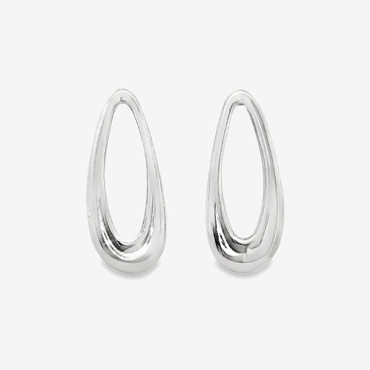 Silver Loop Drop Chunky Stud Earrings