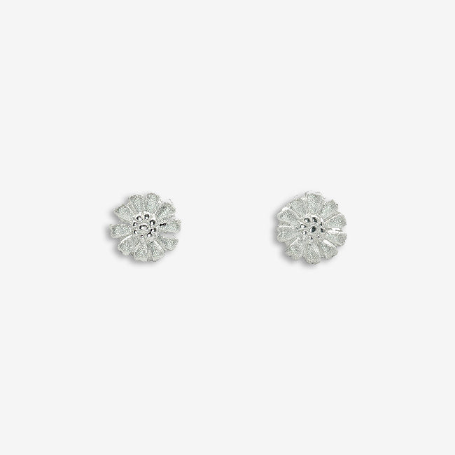 Grace & Co Silver Daisy Stud Earrings
