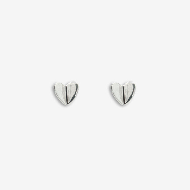 Grace & Co Silver Butterfly Fold Heart Stud Earrings