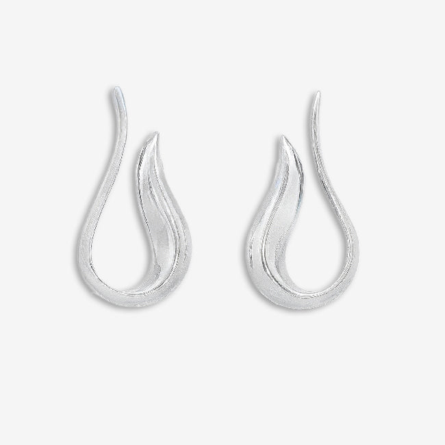 Grace & Co Silver Long Lopped Chunky Stud Earrings