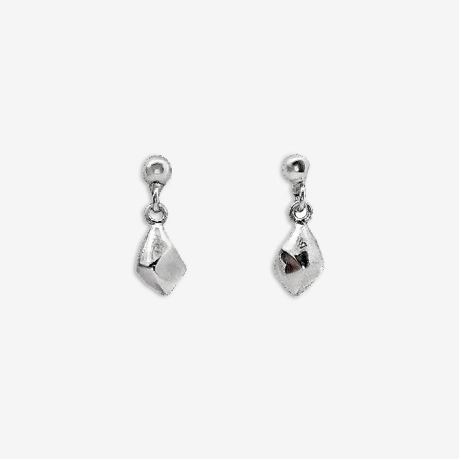 Silver Pebbles Drop Stud Earrings