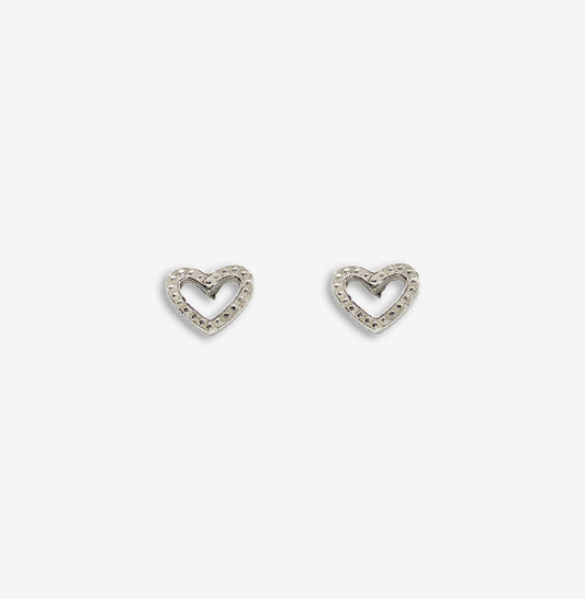 Silver Open Dotted Heart Stud Earrings