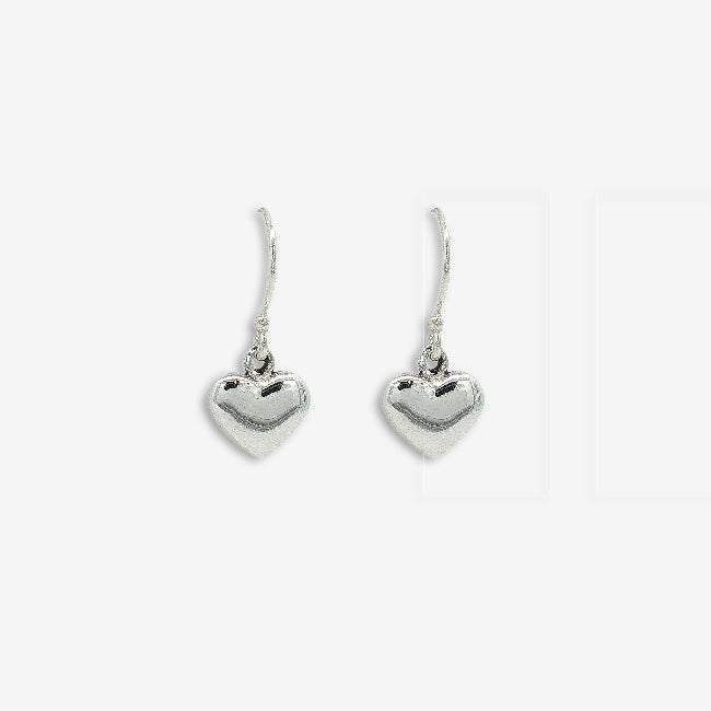 Grace & Co Silver Heart Dangly Drop Hook Earrings