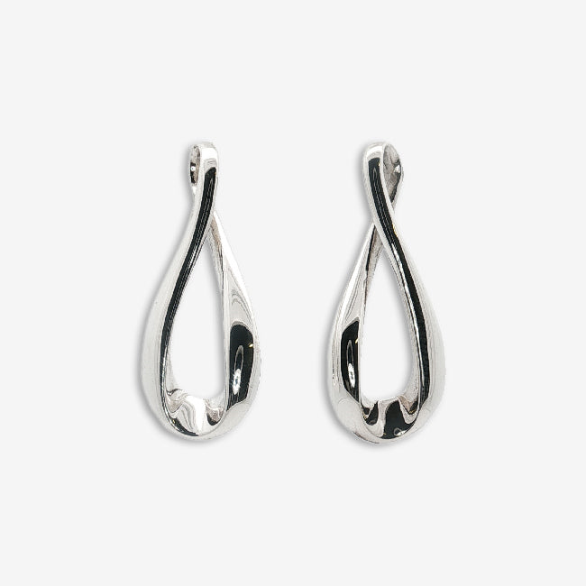 Grace & Co Silver Figure of Eight Drop Chunky Stud Earrings