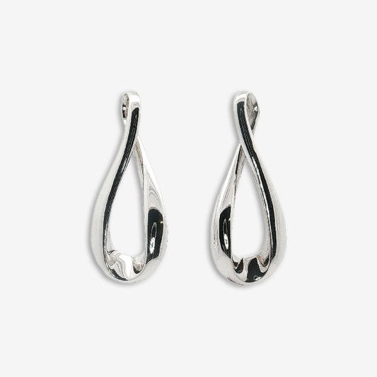 Silver Figure of Eight Drop Chunky Stud Earrings