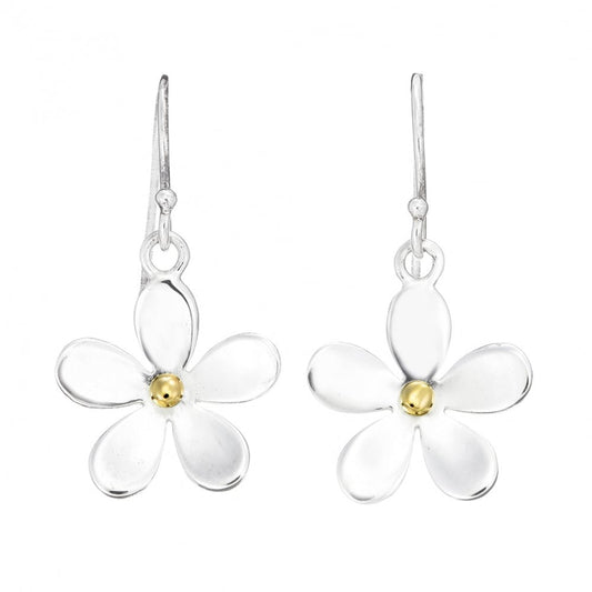Silver & Gold 11mm Closed Petal Drop Earrings