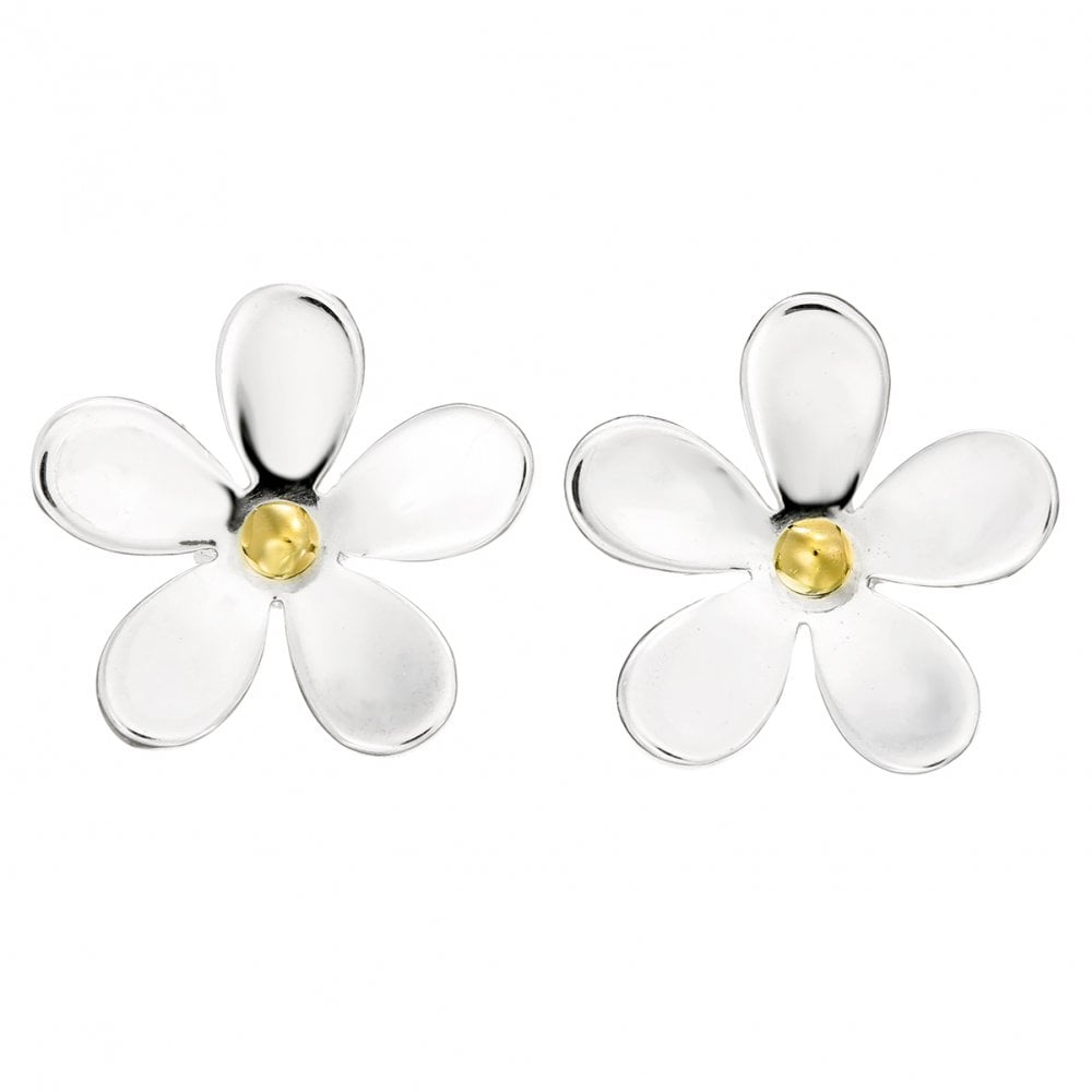 Grace & Co Silver & Gold 11mm Closed Petal Drop Earrings