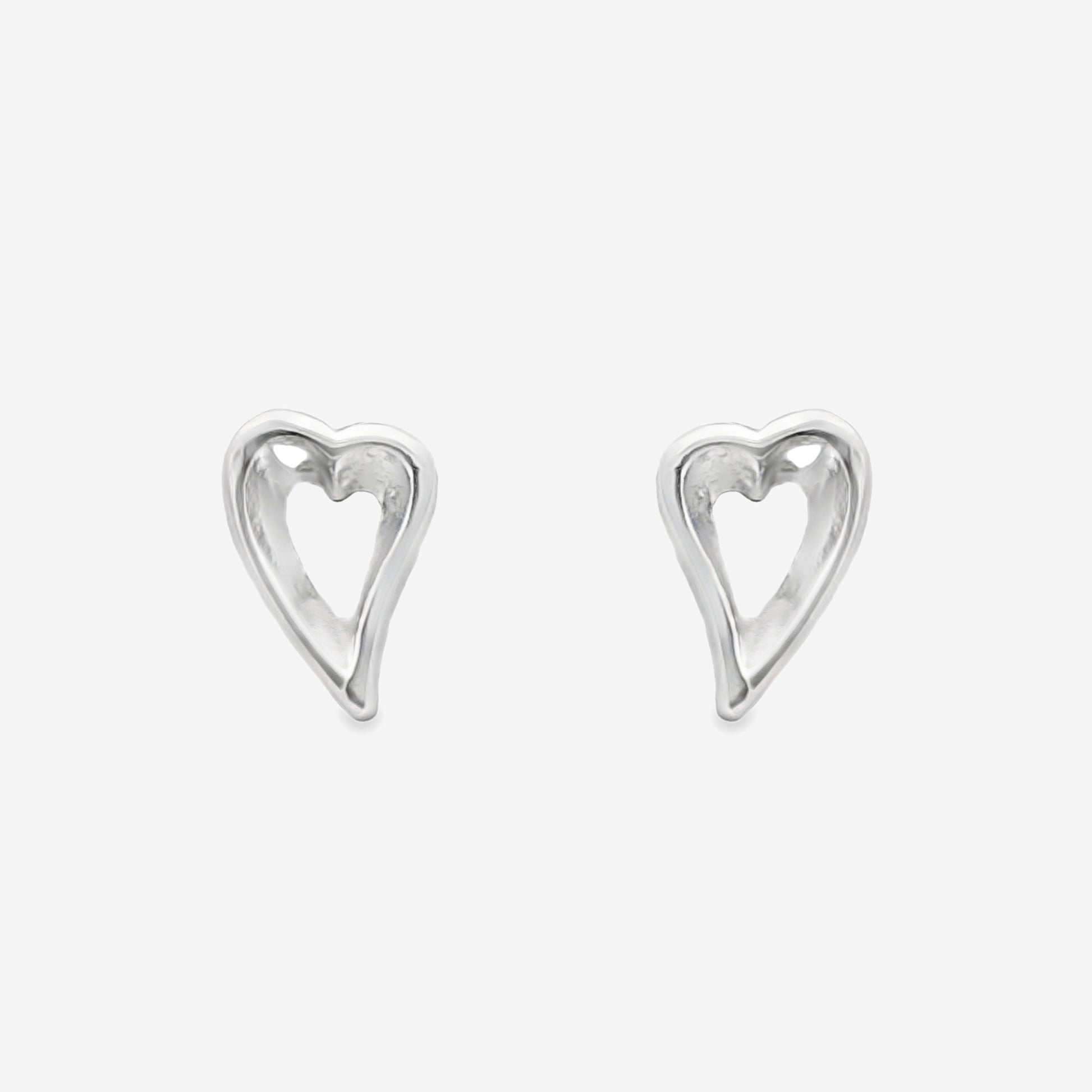 Grace & Co Silver Tailed Open Heart Stud Earrings