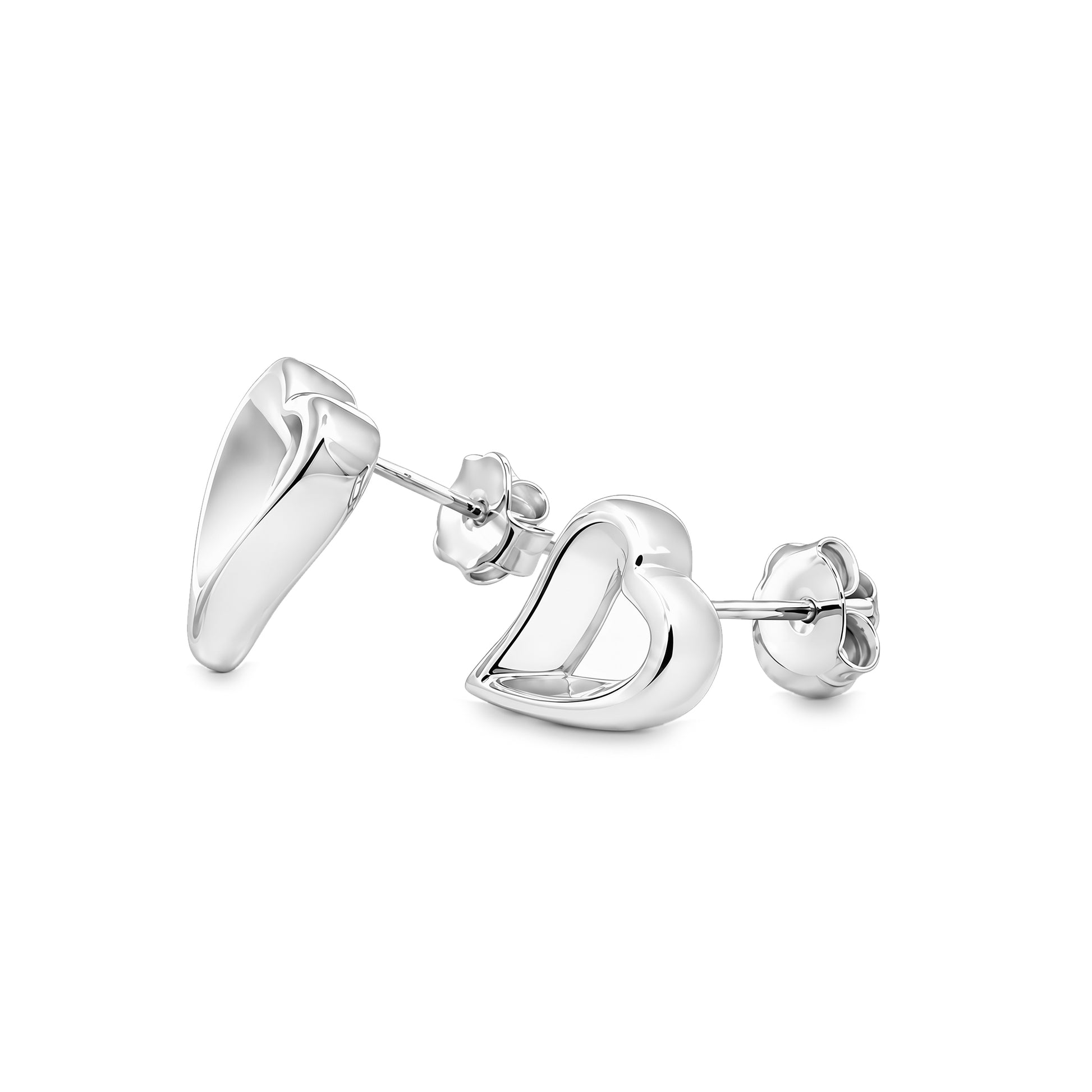 Grace & Co Silver Tailed Open Heart Stud Earrings