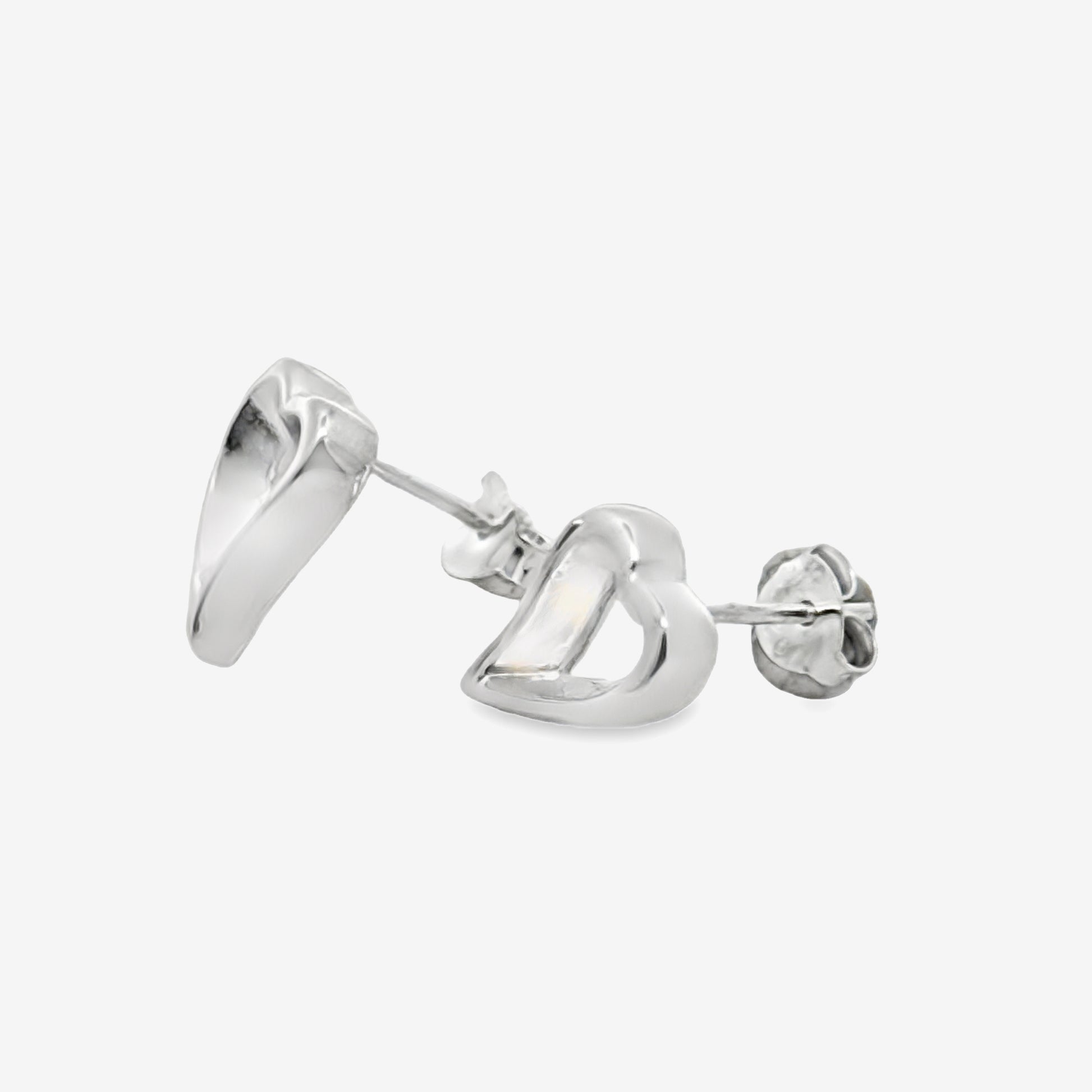 Grace & Co Silver Tailed Open Heart Stud Earrings