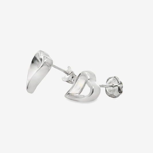 Silver Tailed Open Heart Stud Earrings