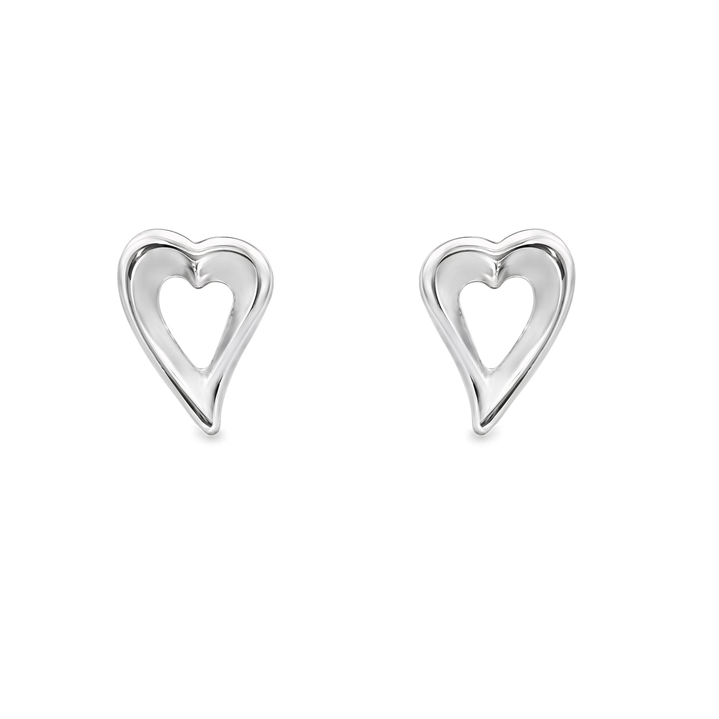 Silver Tailed Open Heart Stud Earrings