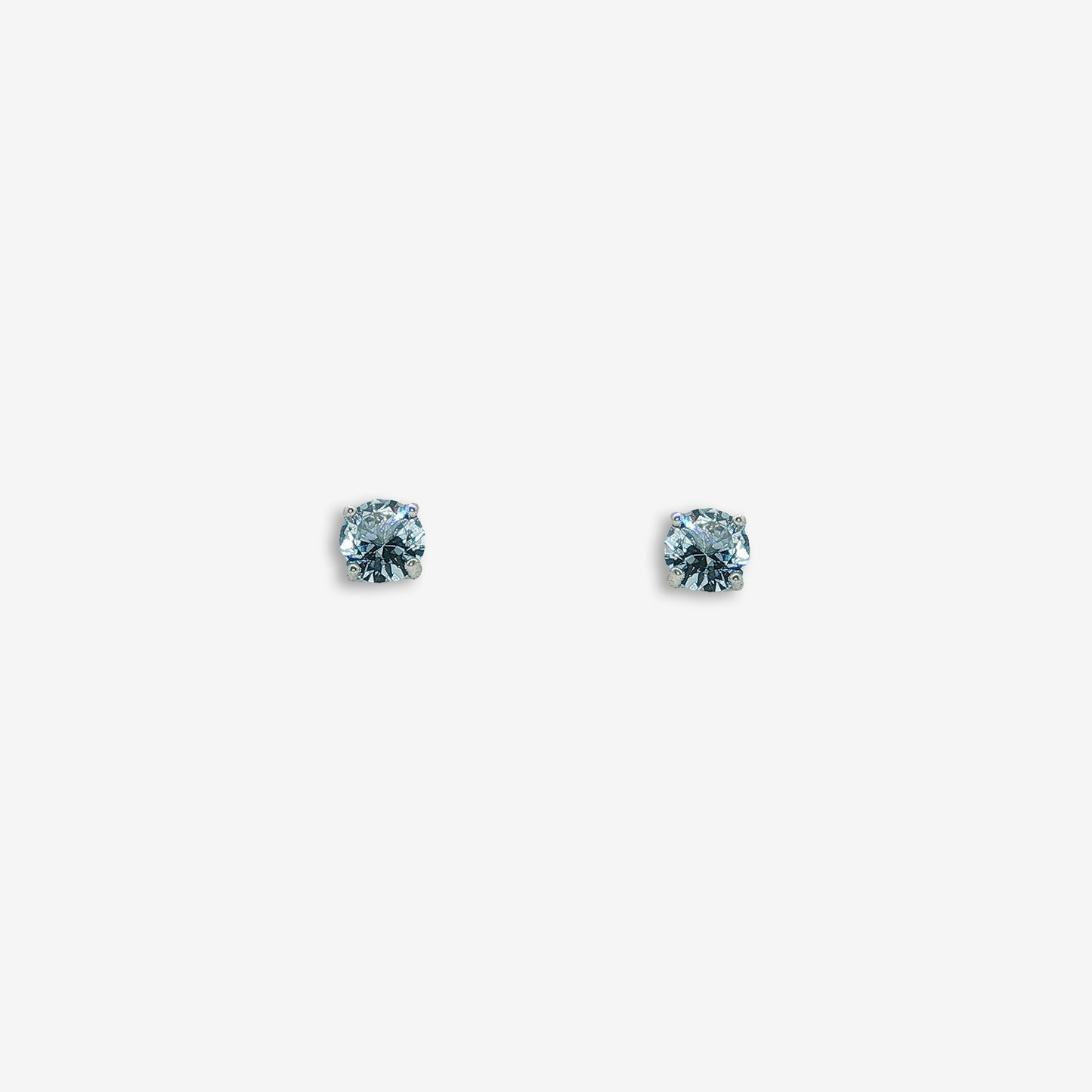 Silver 4-Claw Blue Stone 3mm Stud Earrings