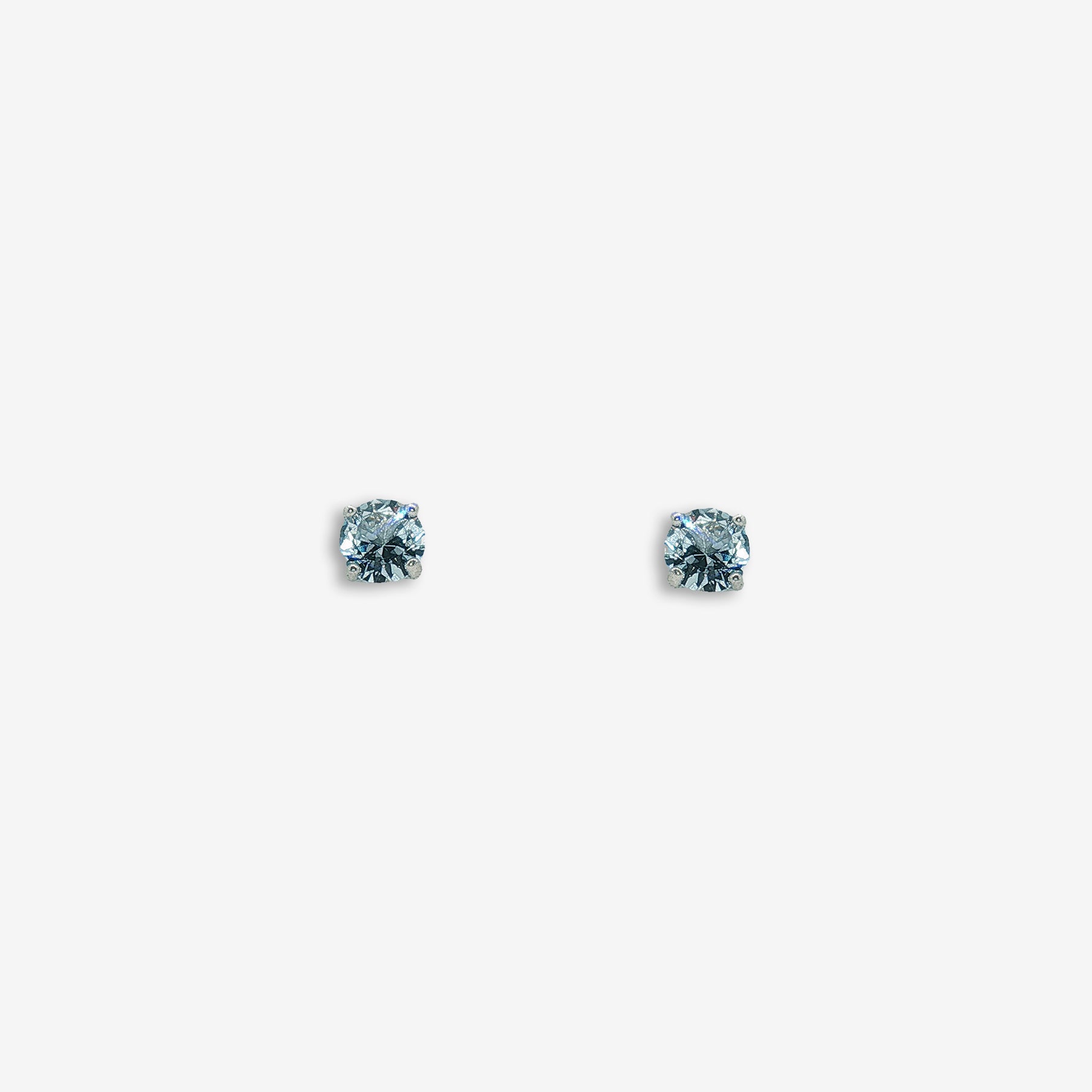 Grace & Co Silver 4-Claw Blue Stone 3mm Stud Earrings