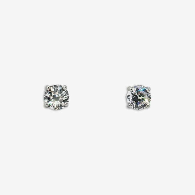 Silver & CZ 3mm Claw Set Stud Earrings