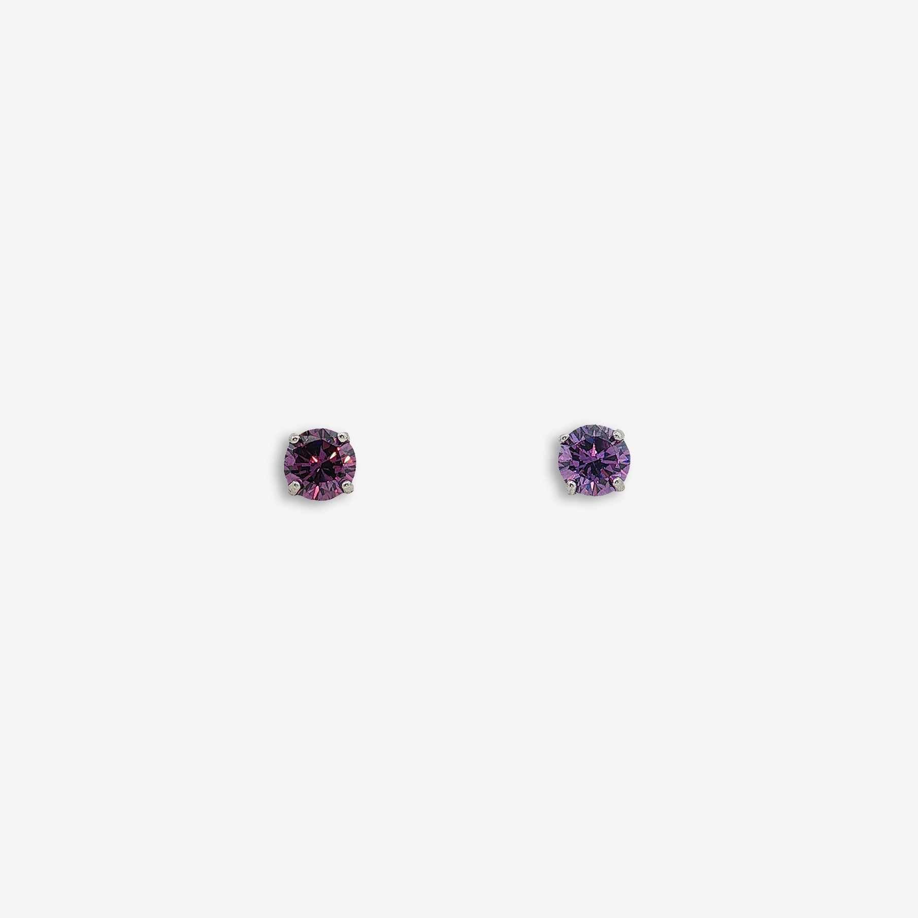 Grace & Co Silver 4-Claw Purple Stone 4mm Stud Earrings
