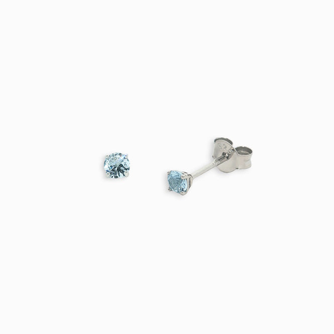 Silver 4-Claw Blue Stone 4mm Stud Earrings