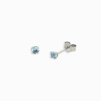 Silver 4-Claw Blue Stone 4mm Stud Earrings