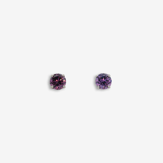 Grace & Co Silver 4-Claw Purple Stone 5mm Stud Earrings