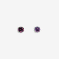 Silver 4-Claw Purple Stone 5mm Stud Earrings